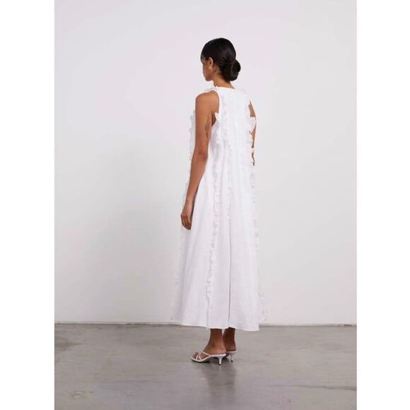 NWOT Joslin Chloe Linen Ramie Midi Dress in Optical White Size 10 - Picture 3 of 8